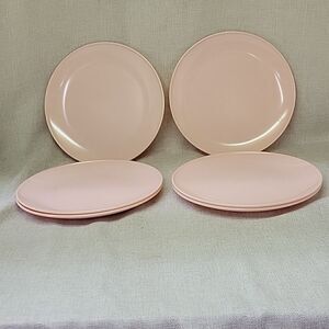 Vtg. 6pc bundle soft mauve Melmac Melamine resin 9 1/2" plates.